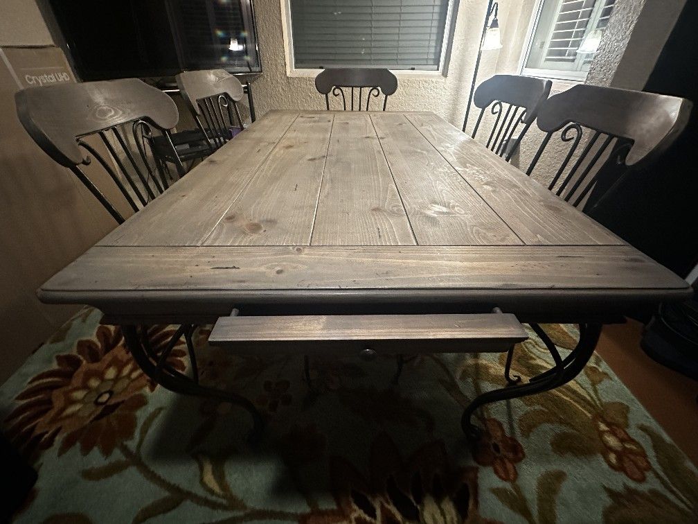 Wooden Dining Table With 5 Chairs