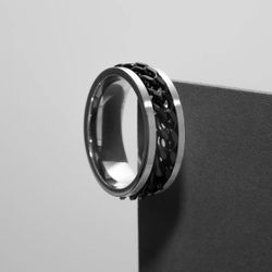 Men’s Black Chain Link Anxiety Ring