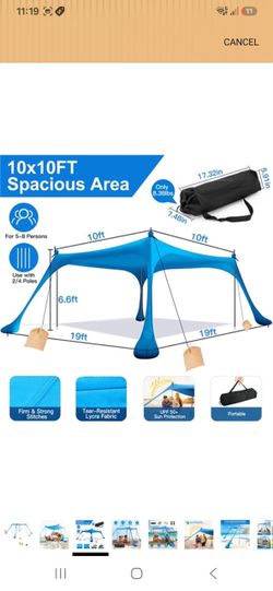 Beach Tent Sun Shelter 10x10FT, UPF 50+ Beach