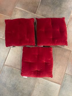 Pottery Barn Red Velvet 14” x 14”Cushions - Set of 3