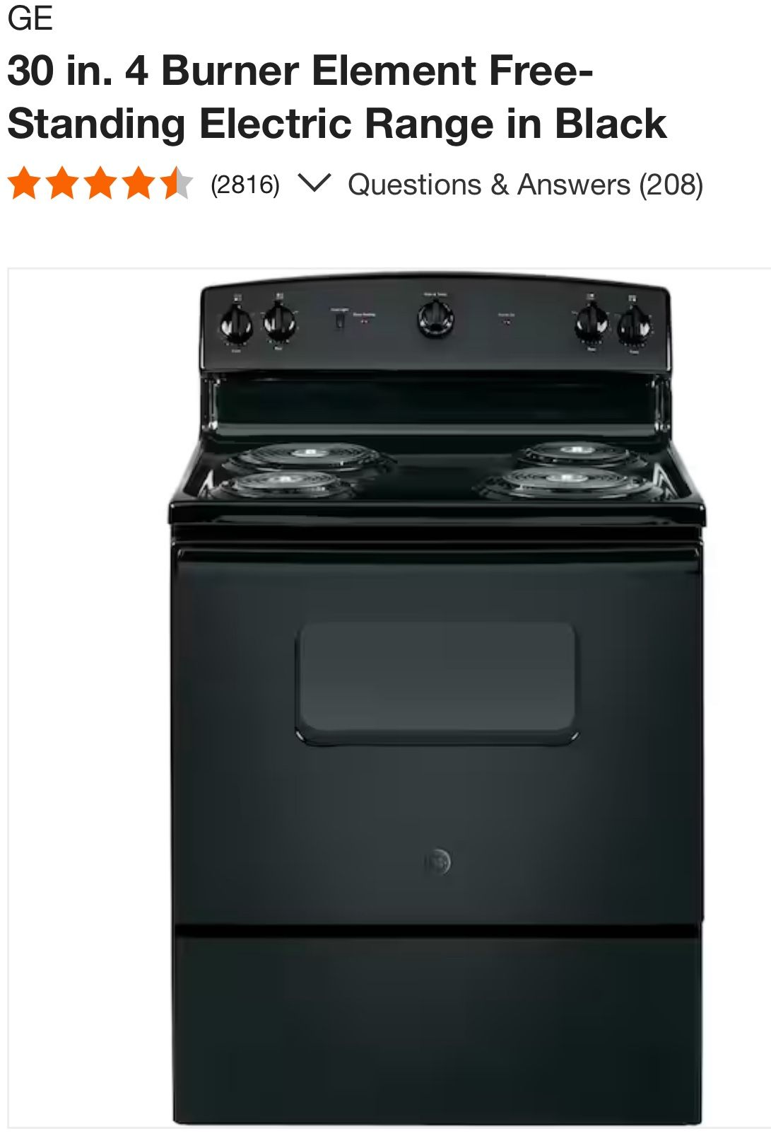 New electric stove GE 30 inch