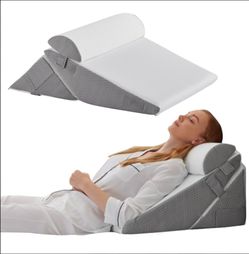 Adjustable Bed Wedge Pillow Set 9” & 12” Memory Foam - New