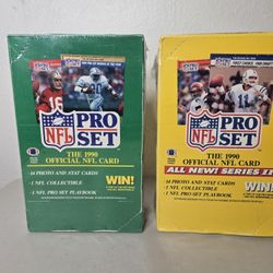 1990 NFL Pro Set Football Trading Card Vintage Wax Pack Boxes Series 1 &2 Set