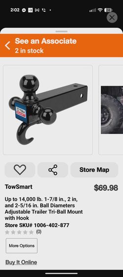 TowSmart Adjustable Trailer Tri-Ball Mount with Hook
