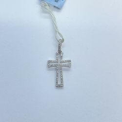 New 14k Solid Gold Cross Diamond Pendant 