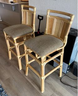 (2) Bamboo bar stools