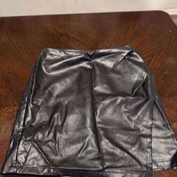 Cider Black Leather Skirt 