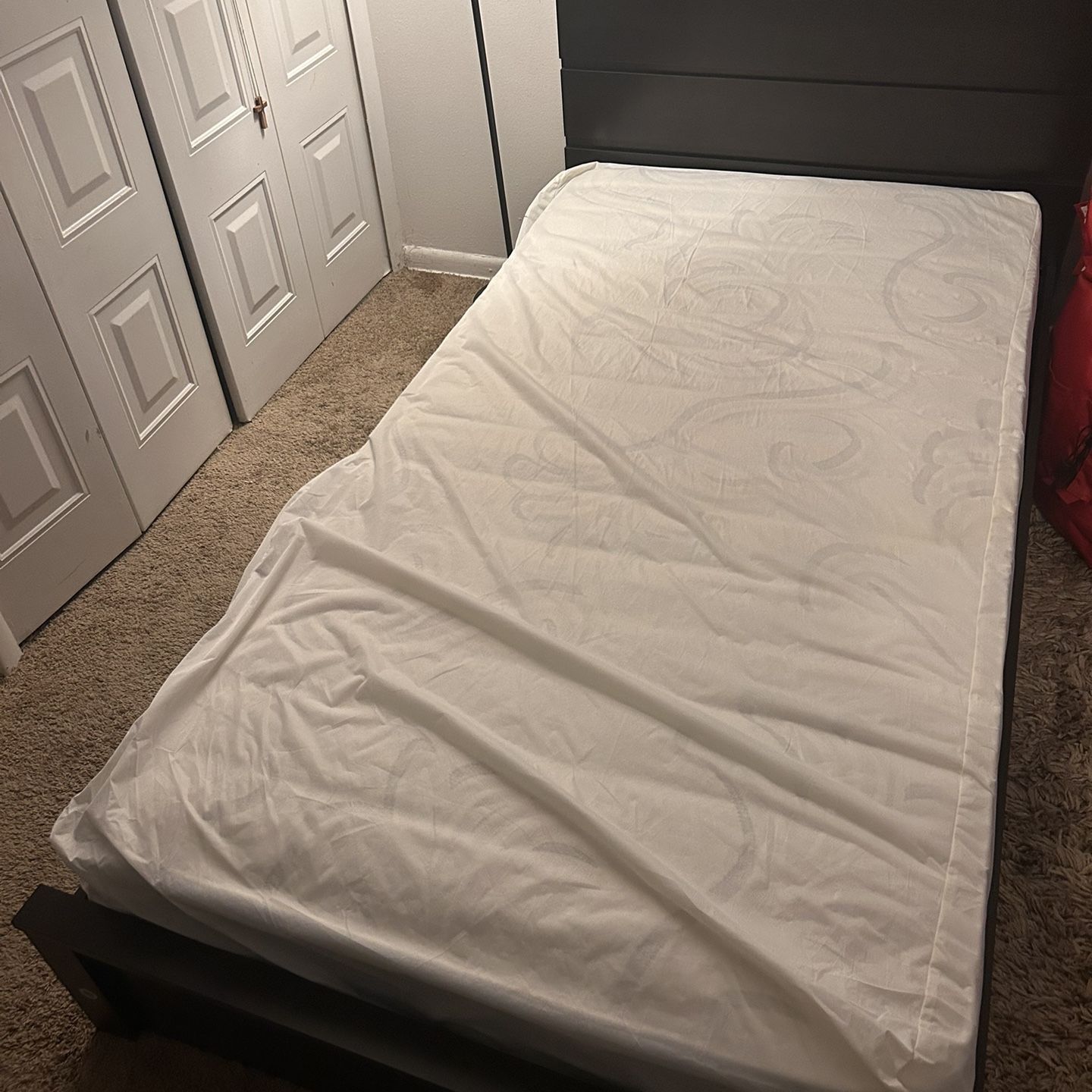 Twin Frame And  Mattress 