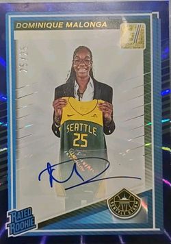 Panini Donruss WNBA Dominique Malonga Rated Rookie Auto /25 Seattle #89