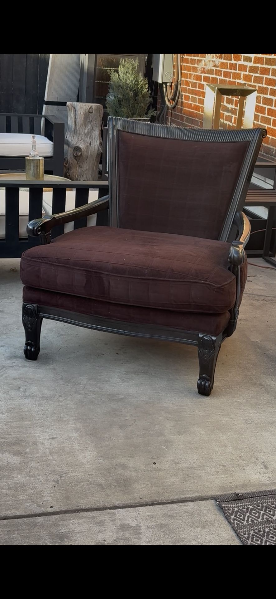 Super Large Wide Velour Brown Armchair !