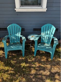 Free blue plastic Adirondack chairs (2)