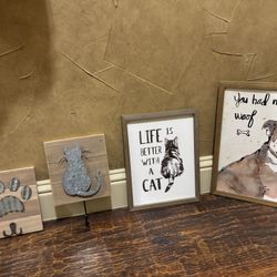 Cat And Dog Wall Art And Leash Hooks 