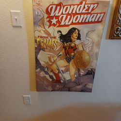 DC Cpmics FLAMES Wonder Woman. Cloth Framed. 