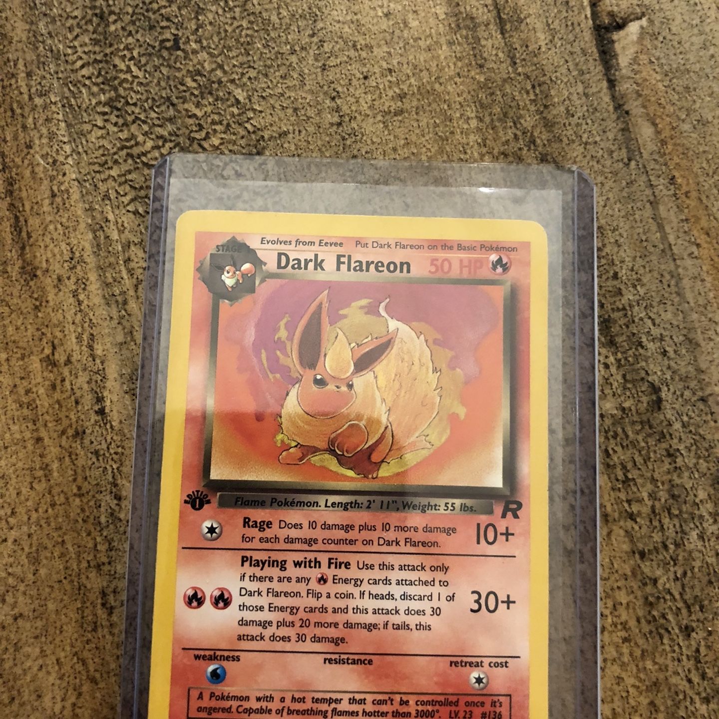 dark flareon pokemon card 10 [RR] Playing with Fire (30+) Use this attack only if there are any R Energy cards attached to Dark Flareon 1st Edition Dark Flareon Team