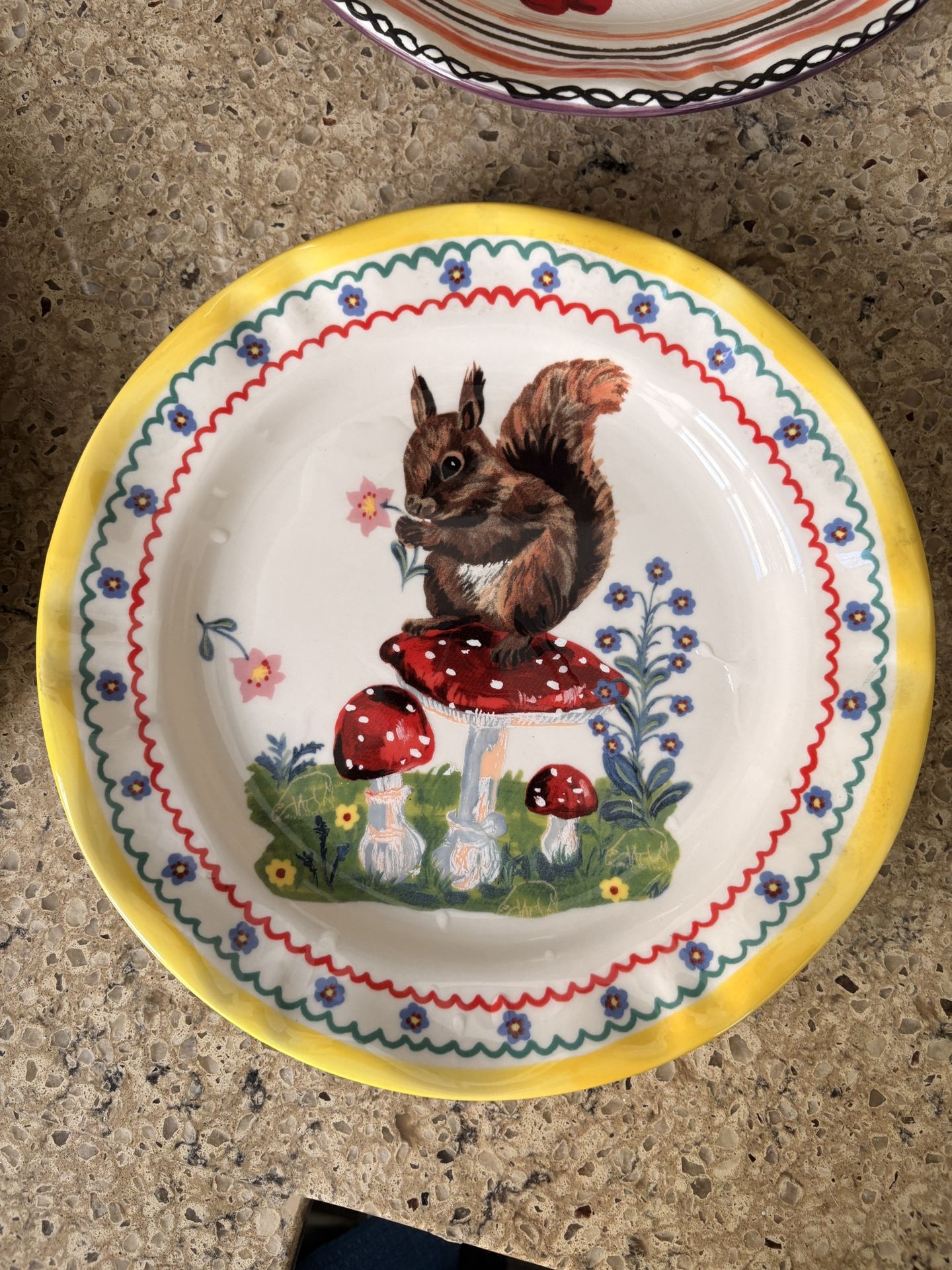 Anthropologie Nathalie Lété Squirrel Plate – Mushroom Design