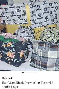 Handmade Floral Black Canvas Tote Bag