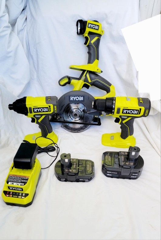 Cordless 4-Tool Combo Kit with 1.5 Ah Battery, 4.0 Ah Battery, and Charger