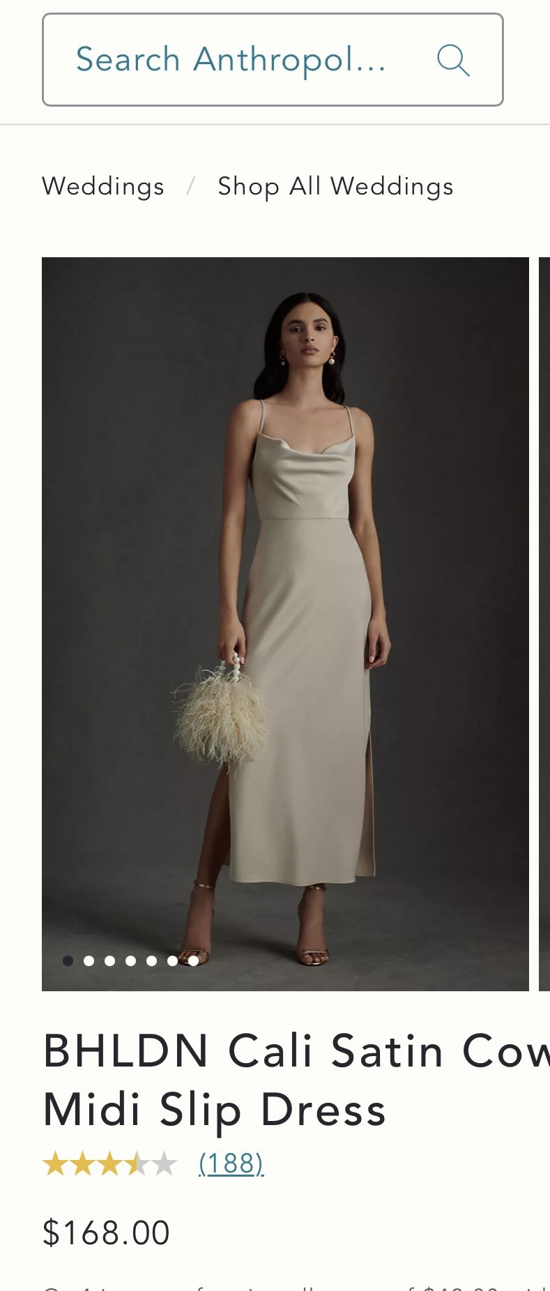 BHLDN Champaign Bridesmaid Dress, Size 12