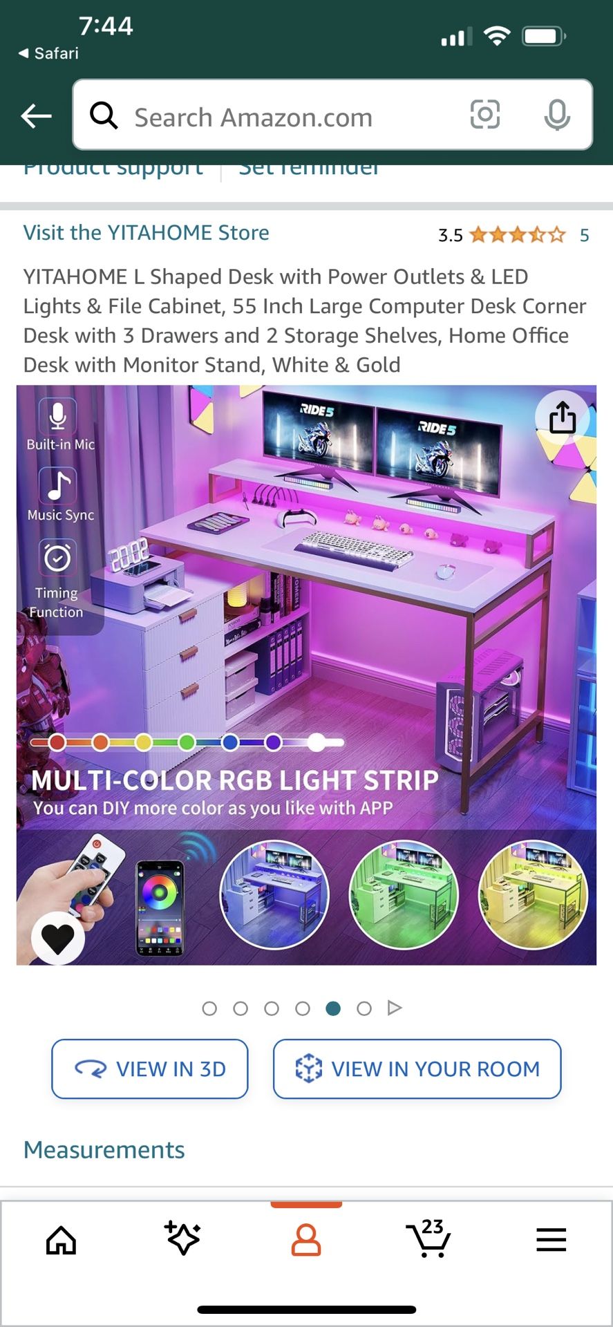 White Led Light Corner Desk From Amazon