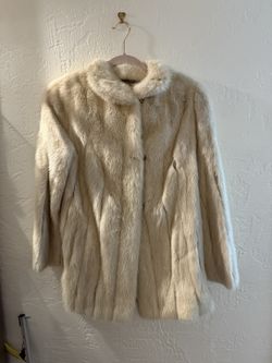 Kaufmann’s Oscar de la Renta Rare White Mink Fur Vintage Coat Jacket 