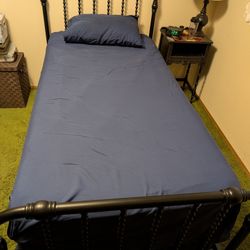 Serta Perfect Sleeper Elkins II Twin Plush Top Mattress, Bed Frame, And Sheet Set