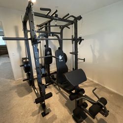 Vesta Fitness Smith Machine 1001 w/Bench Attachment | 245lb Cast Iron Olympic Weights | 7ft Olympic Bar | Fitness | Gym Equipment | FREE DELIVERY 🚚 