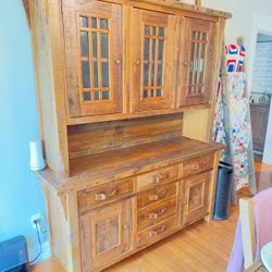 Handmade Hewn Wood Hutch