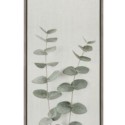 Kate and Laurel Sylvie Minimalist Eucalyptus Framed Linen Textured Canvas Wall Art, 18x40