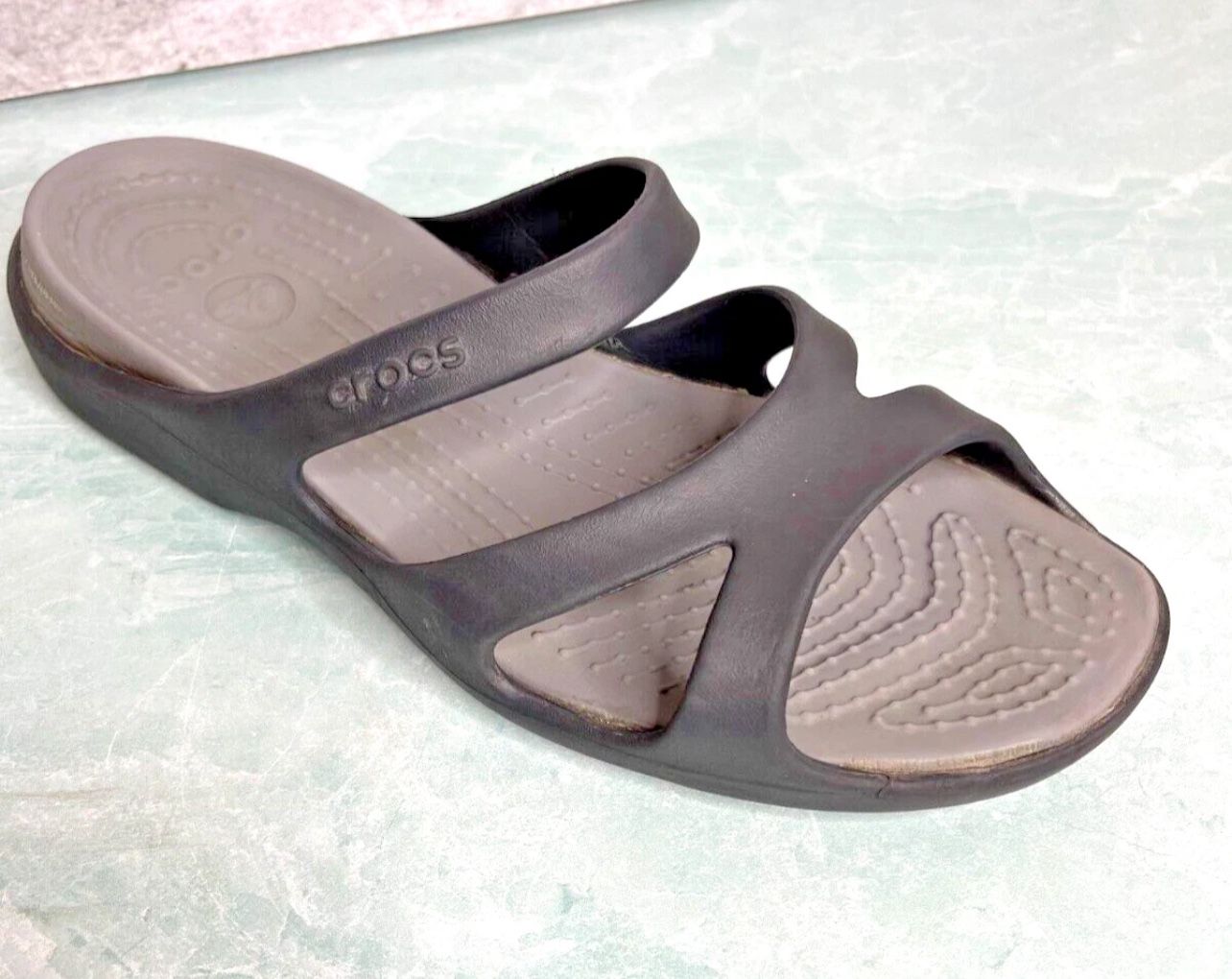 CROCS Meleen Sport Slide Sandal Shoe Womens Size 9 black gray