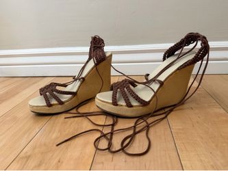 Colin Stuart Lace Up Espadrilles wedge sandals 8.5