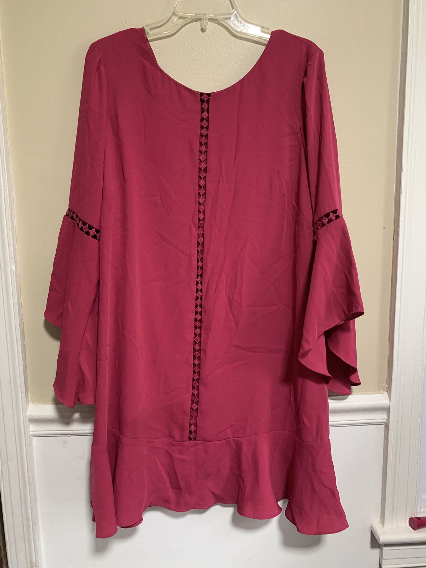White House Black Market Dress Womens Bell Sleeve Career Classic Lined Pink