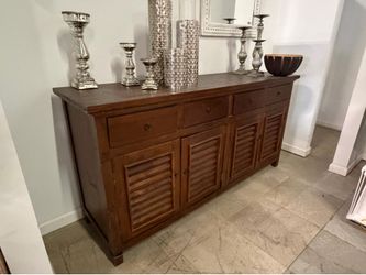 Solid Wood 4-Door Buffet Cabinet – Designer Look