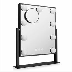 Rectangle 9 LED Plastic Bulb Vanity Mirror