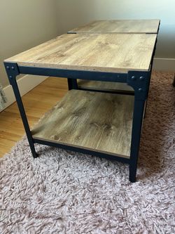 Set of 2 Industrial Rustic Nightstands / Bedside Tables