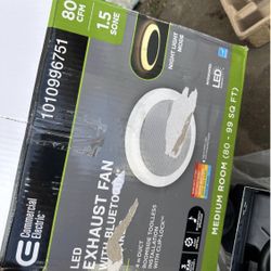 Commercial Electric 80 CFM 1.5 Sones Ceiling Bathroom Exhaust Fan with Bluetooth Speaker and Adjusta