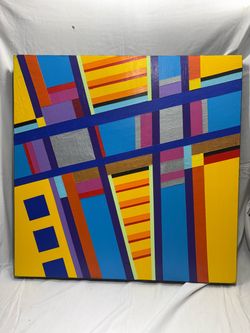 Large Abstract Geometric Color Fields Painting- Robert Gallagher- Boston, Signed