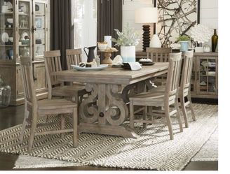 Magnussen Tinley Park Extendable Dining Table + 6 Chairs – Solid Wood
