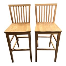 Set of 2 Solid Wood Counter Height Bar Stools