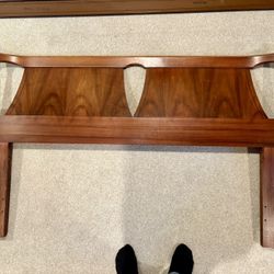 Mid-Century Modern Walnut Bed Frame (1964) — Full Size | Sculpted Headboard + Rails + Slats