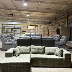 110 in. Corduroy Boneless L-Shaped Sectional Sofa in. Compression Sectional Couch, No Assembly Required(Green)💰399$  🔥🔥🔥Second Location : 🌸1627 C