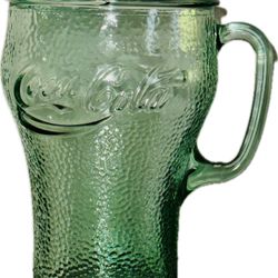 Vintage Green Pebble Glass Coca Cola Pitcher