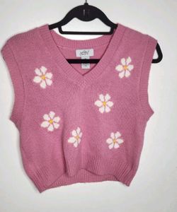 Just Polly pink sweater women's vest size M