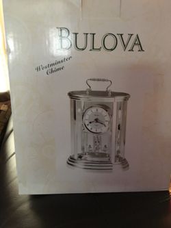 Bulova B8915 Amesbury II Silvertone Anniversary Westminster Chime Clock