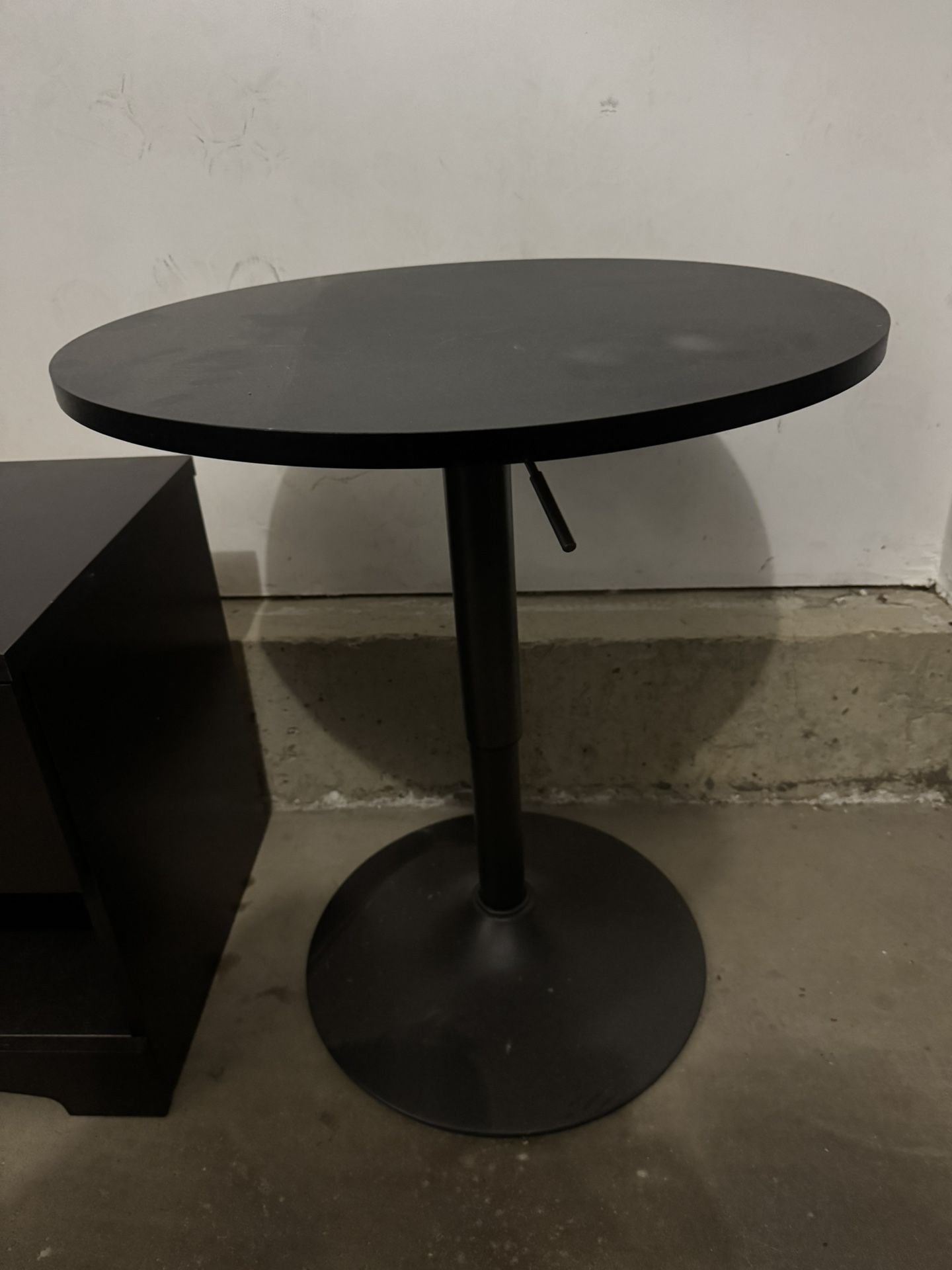 Black Adjustable Height Round Kitchenette Table