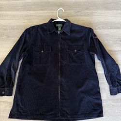  Ralph Lauren Full Zip Shirt Jacket Navy Blue Corduroy Size Large Nwot