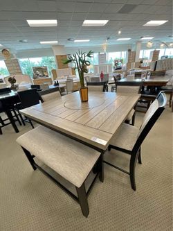 6- Pieces Gray Wood finish counter height dining set
