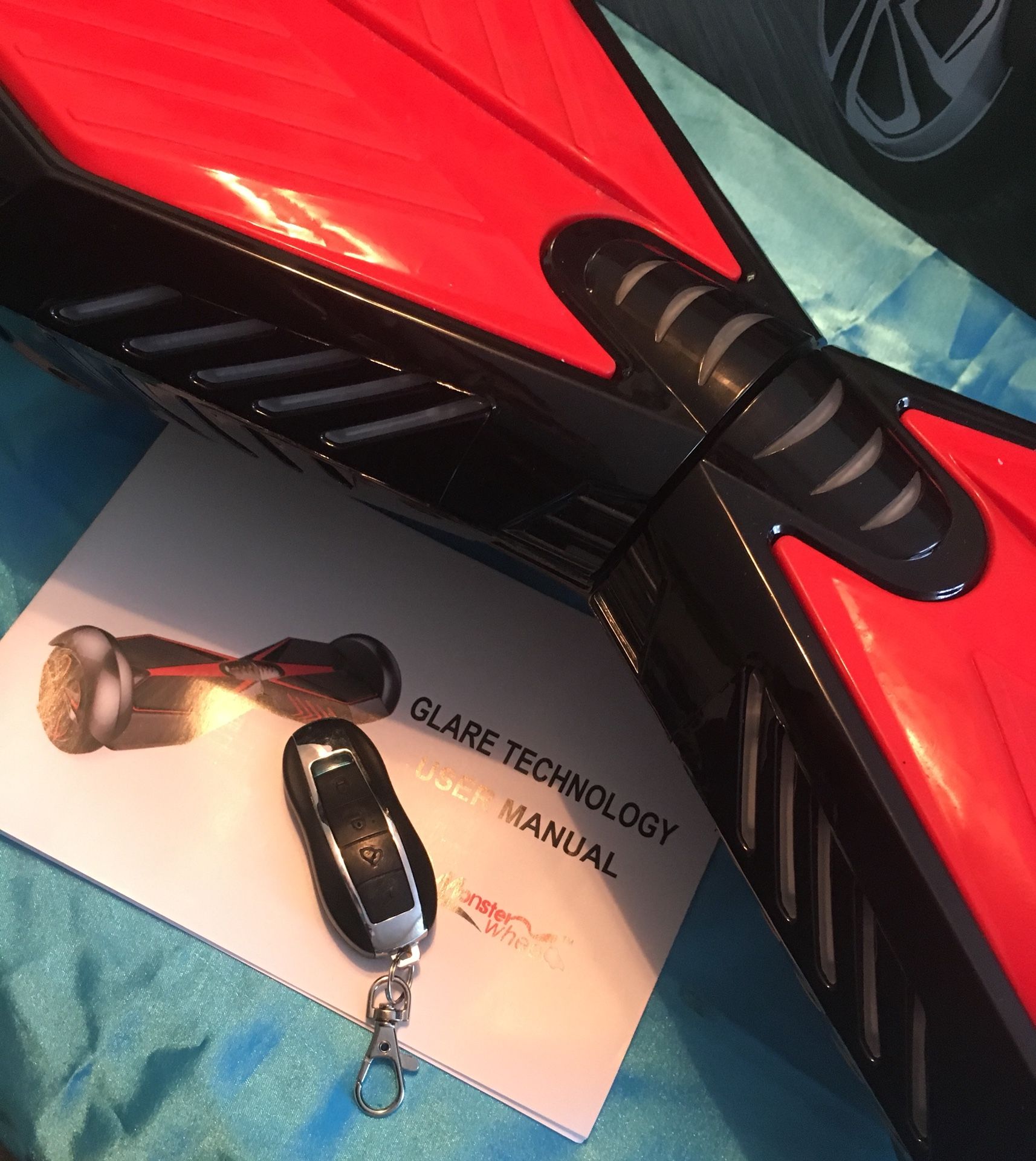 Open boxed.Monster Wheels M3 Robotic Hoverboard Scooter Bluetooth Speaker Red 130.00