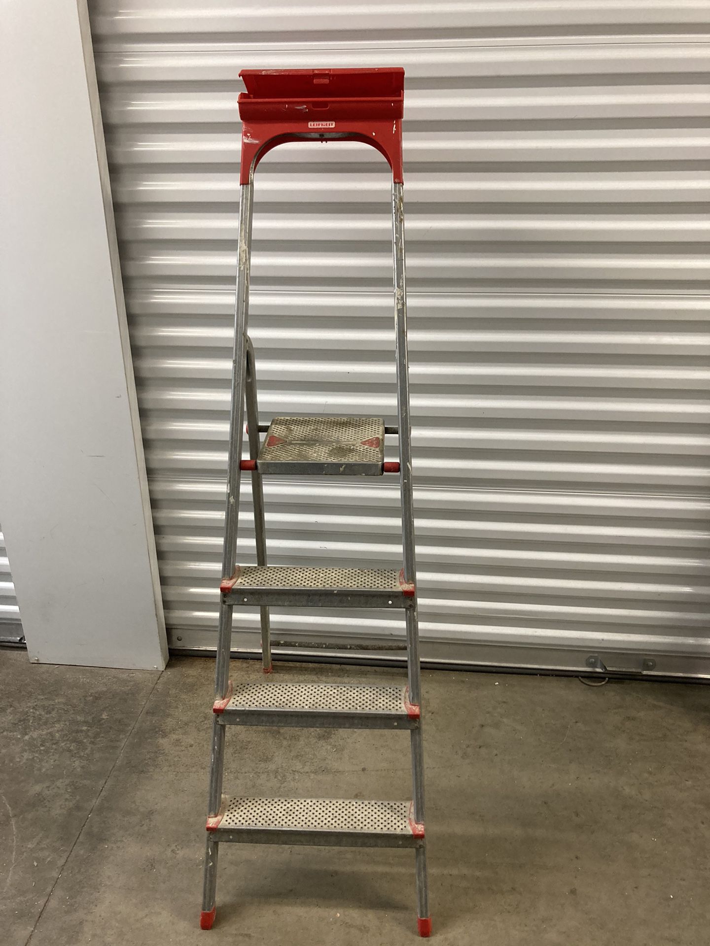 Ladder 5’ Aluminum With Compartment At Top.  Lightweight Folding Step Ladder 
