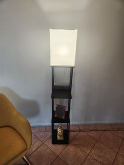Rectangle Column Floor Lamp with 3 Shelves and USB Ports Charge Port. Bulb Included.