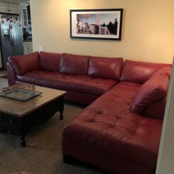 Arizona Red Leather Sectional Couch